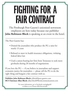 PostGazette newsroom employees leaflet Downtown as PG publisher speaks